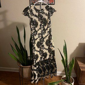 Antonio Melani Black & White lace evening gown dress